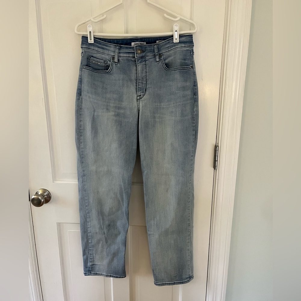 Nine West High Rise Straight Ankle light wash jeans size 10